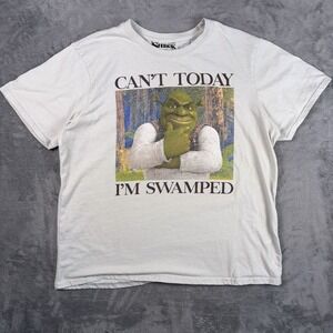 DreamWorks Shrek Graphic T-Shirt Men's XL White Short Sleeve Crewneck Meme Y2K